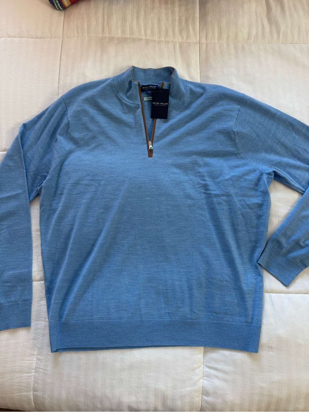 Peter Millar Light Blue Merino Quarter-Zip